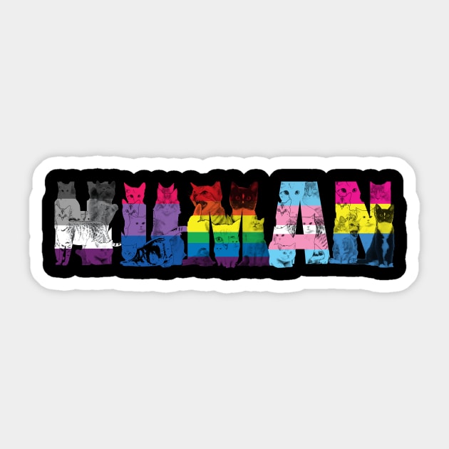 Human T-shirt with cats Sticker by avshirtnation